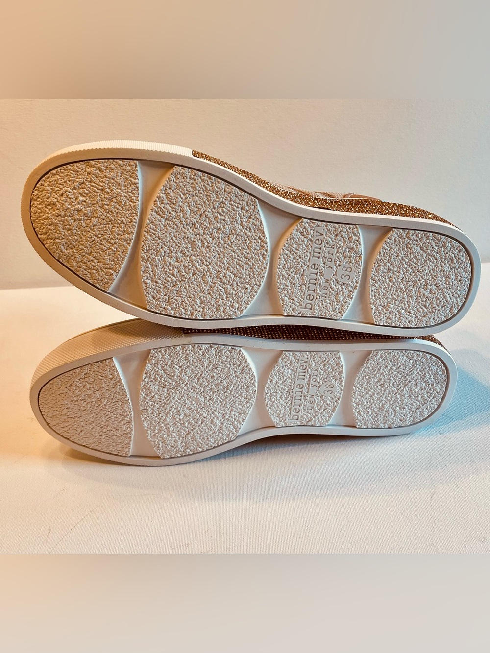 NIB BERNIE MEV BERNICE ROSE GOLD MEMORY FOAM KNIT BEDAZZLED SIDE SOLE SNEAKER 7 - Picture 12 of 15